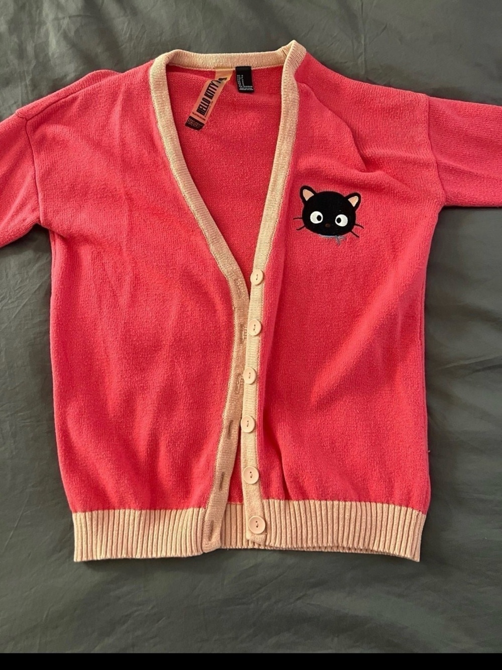 VINTAGE Sanrio Hello Kitty ChocoCat Sweater Fall Cardigan in pink! Oversized S
